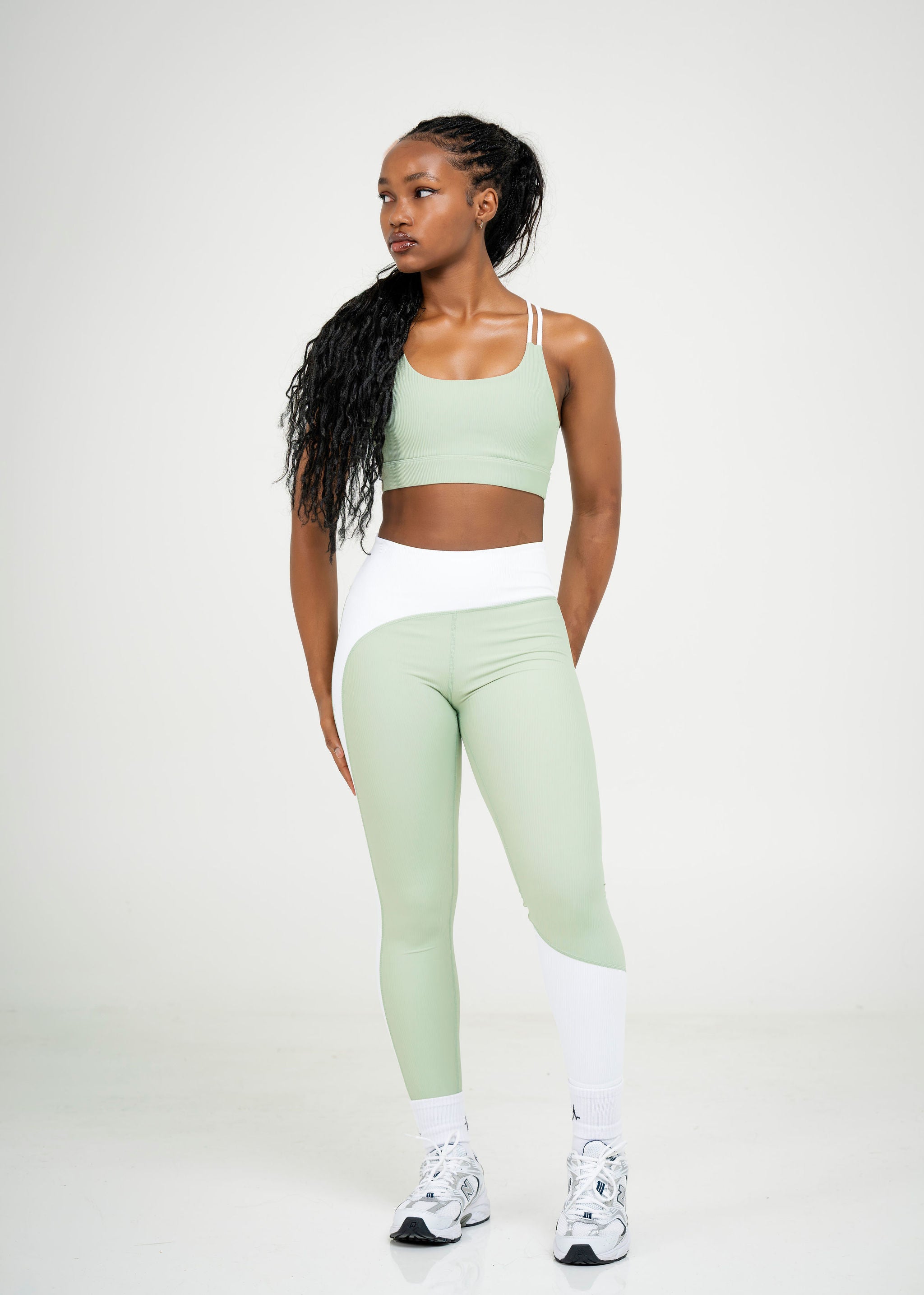 prime ribbed pastel color-block bra
