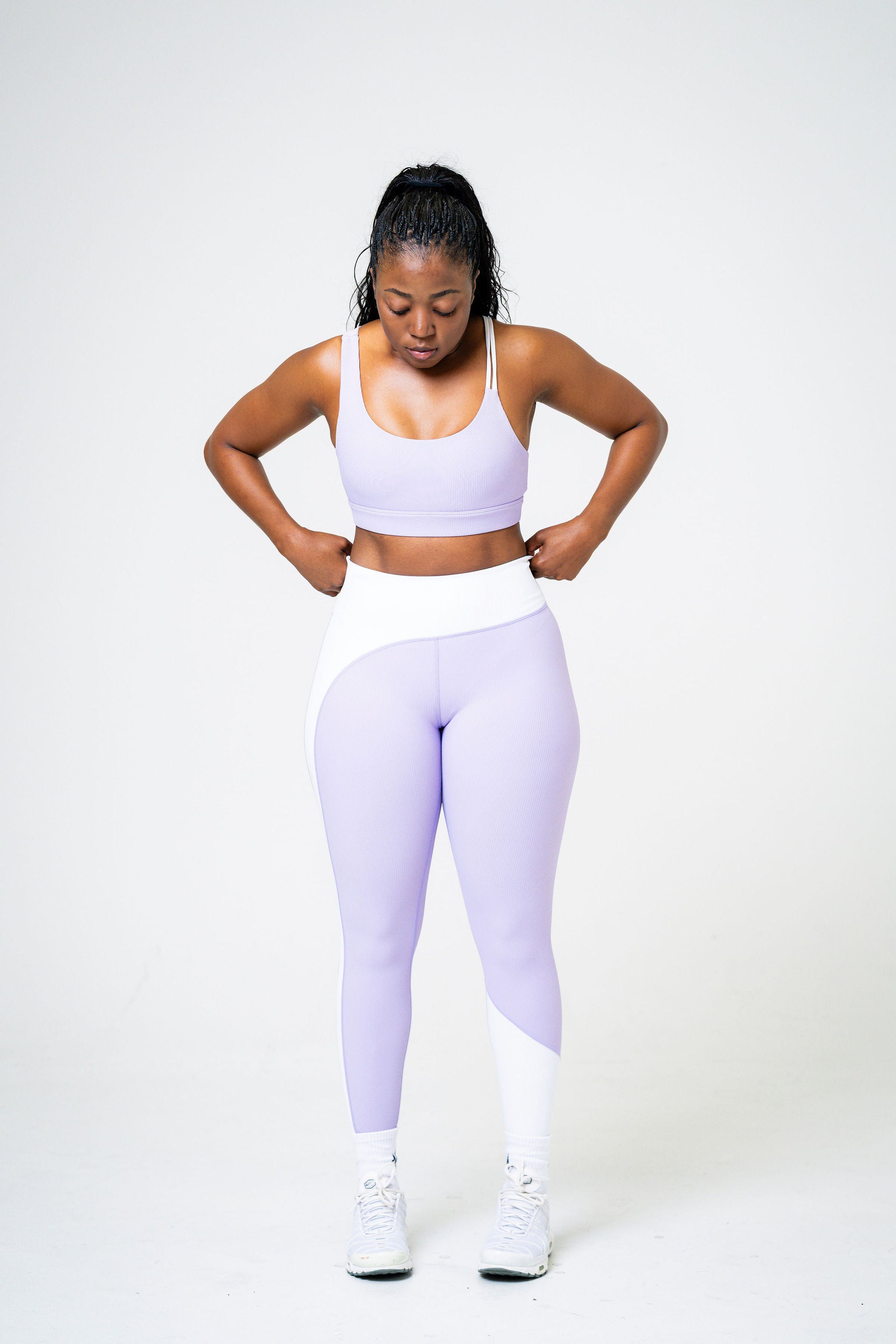 prime ribbed pastel color-block leggings