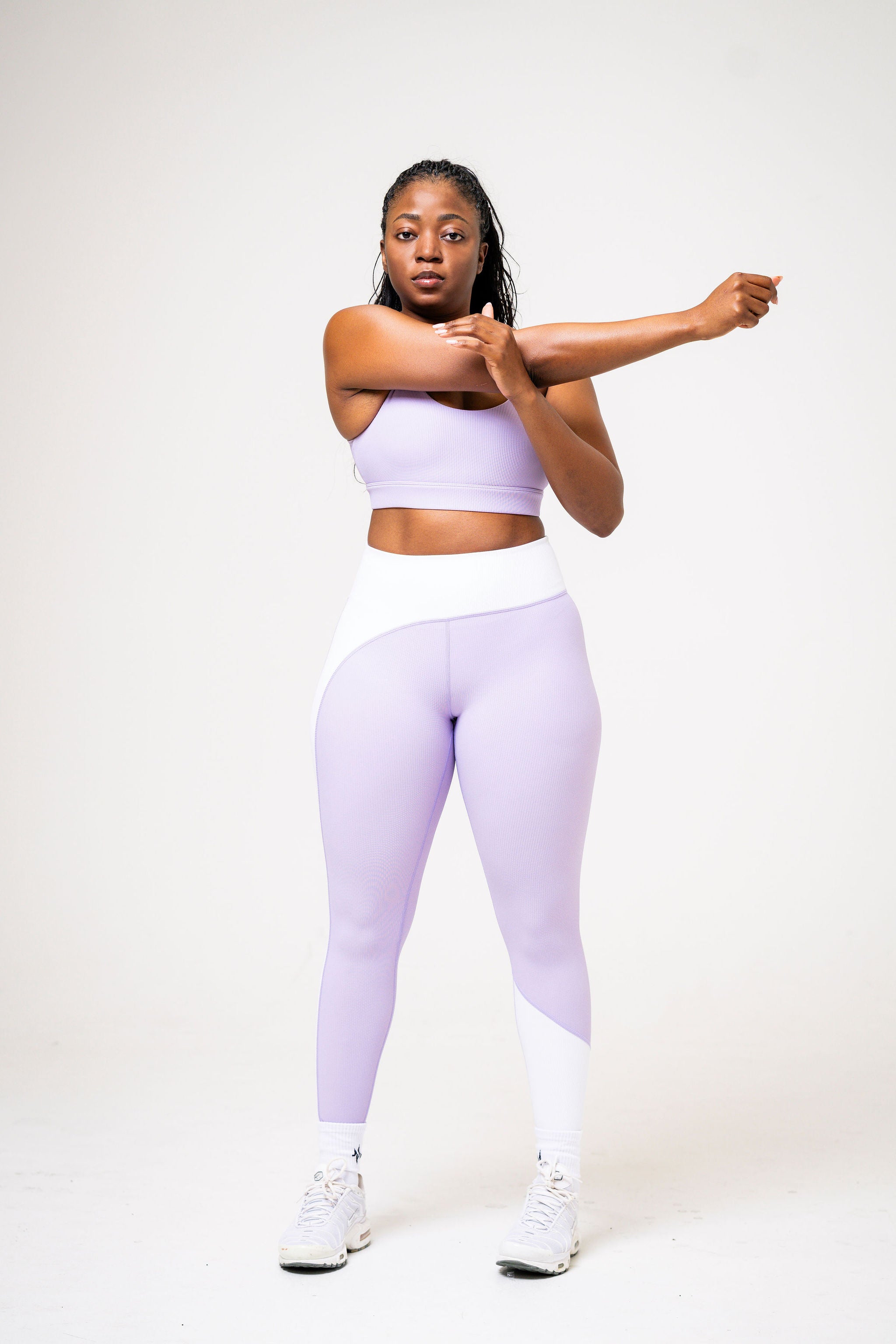 prime ribbed pastel color-block bra