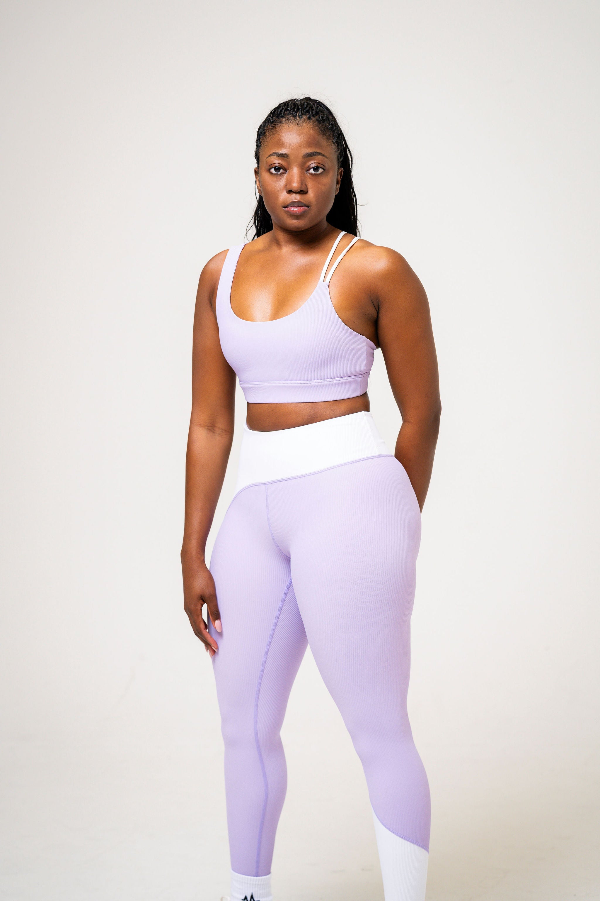 prime ribbed pastel color-block bra